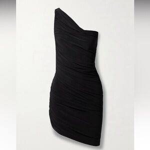 NORMA KAMALI Diana one-shoulder ruched stretch-jersey mini dress, XS, brand new